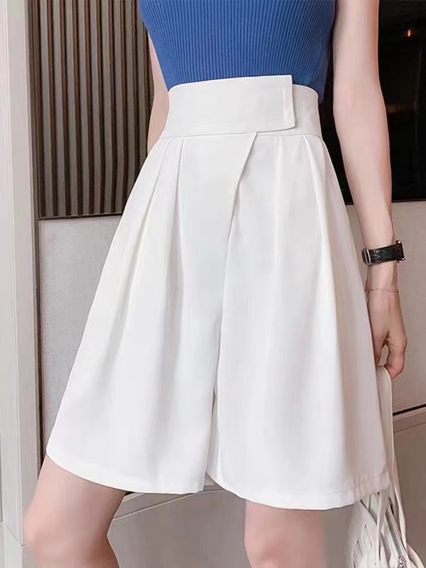 Summer new suit shorts Velcro high waist versatile show thin loose straight casual wide leg drop pants