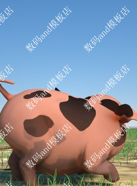 卡通猪c4d模型奔跑动画猪3d模型objfbx maya猪 3dsmax猪c4d猪模型