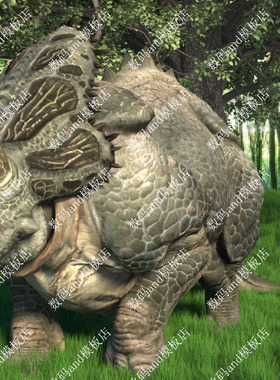 三角龙恐龙骨骼绑定动画动物模型三维3d素材maya3dsmax c4d三角龙