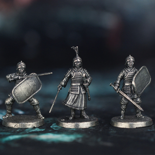 白铜金属汉朝兵人偶模型手办桌面游戏战棋子摆件微型雕像