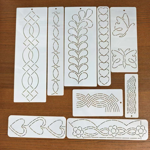 手工DIY描图工具拼布绗缝压线图案刺绣壁饰边条压线模板