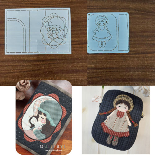 手工DIY描图工具拼布软模板 甜美女孩手帐书衣 收纳包模板