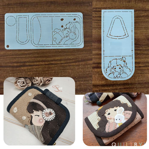 手工DIY描图工具拼布软模板 耳机女孩短款钱包女孩兔子零钱包模板