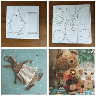 桐渊麻麻 拼布熊抱枕 手工DIY描图工具拼布软模板 兔小姐钥匙包