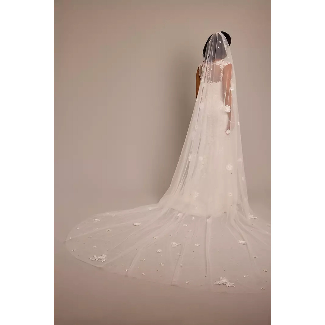 2025 02美国专柜正品代购Oleg新娘结婚大拖尾头纱头巾绣花薄纱