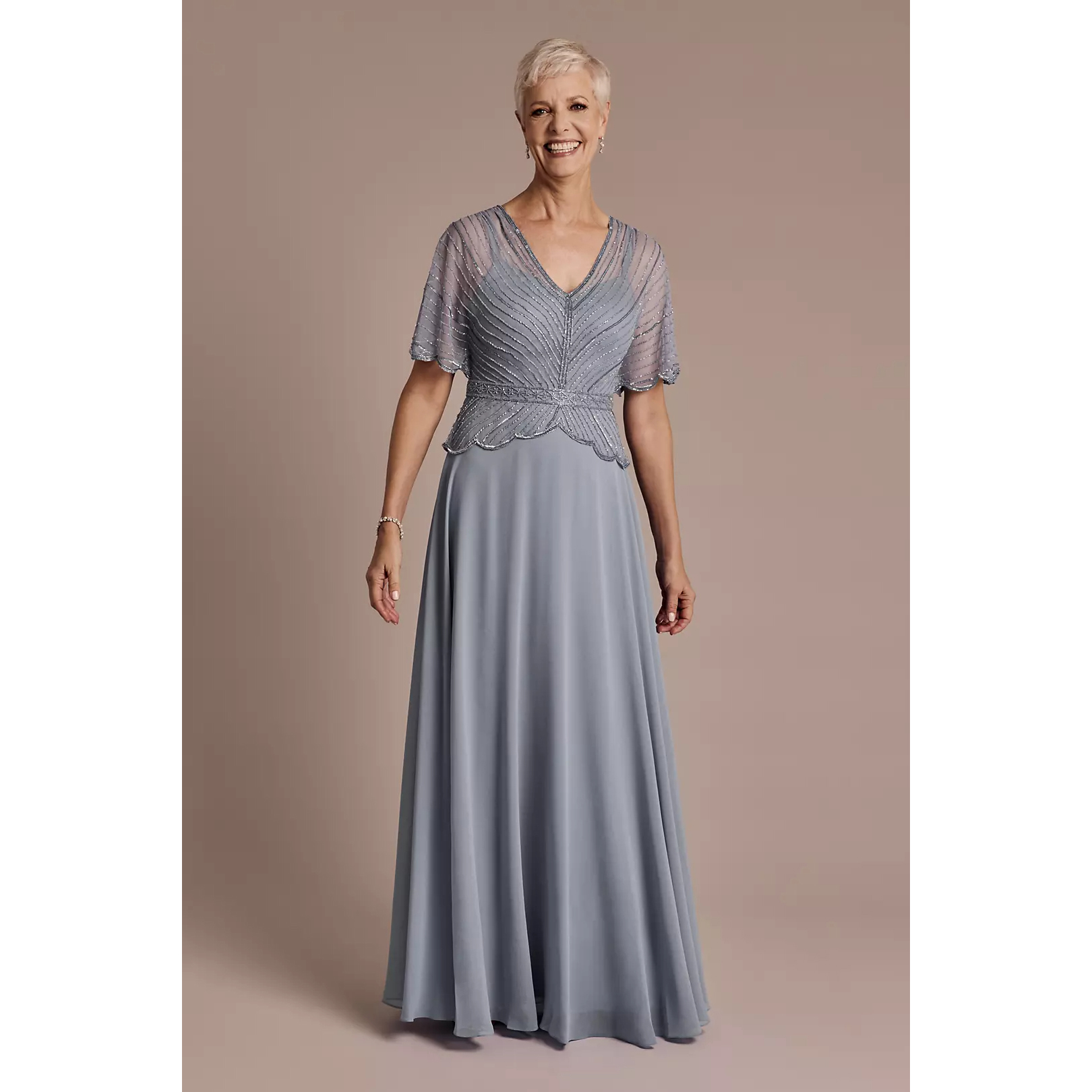 2025 02美国专柜正品代购直邮oleg新娘结婚晚礼服伴娘V领连衣裙