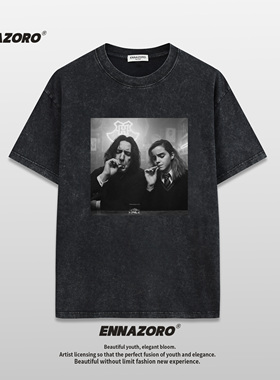 哈利波特T恤衫美式复古洗水做旧纯棉短袖外贸T-shirt宽松上衣男