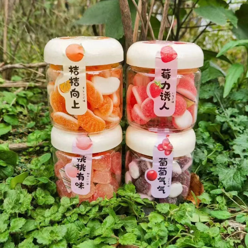 米谷丫米220克草莓白桃葡萄橘子果汁软糖网红怀旧休闲零食包邮