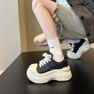 真皮配阔腿裤 板鞋 软底米奇大头丑萌鞋 女鞋 增高厚底鞋 日系甜酷风