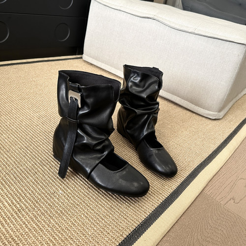 新品ins潮显瘦皮带扣堆堆短靴女