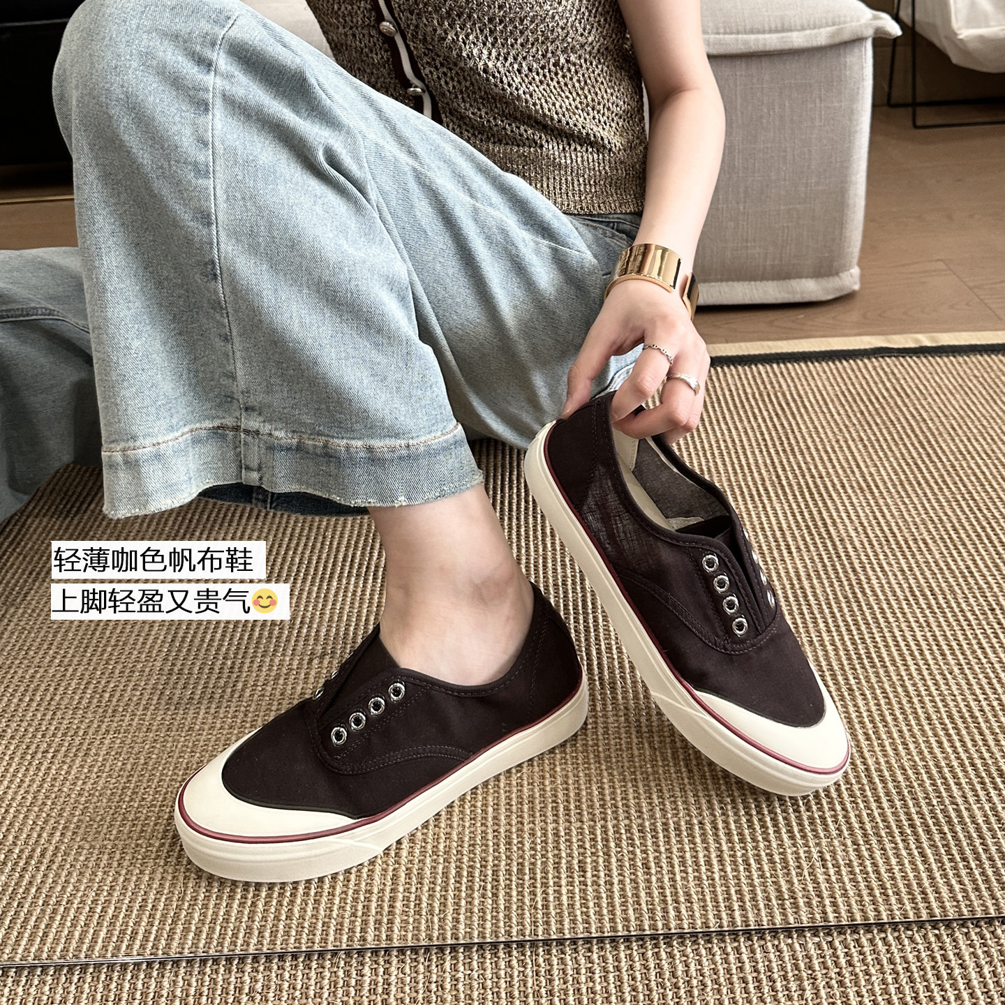 网上无双｜韩版新品夏季薄款网纱透气懒人一脚蹬帆布鞋女休闲板鞋