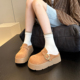 女包头拖鞋 半拖鞋 日系甜酷真皮厚底增高一脚蹬勃肯鞋 懒人时髦季