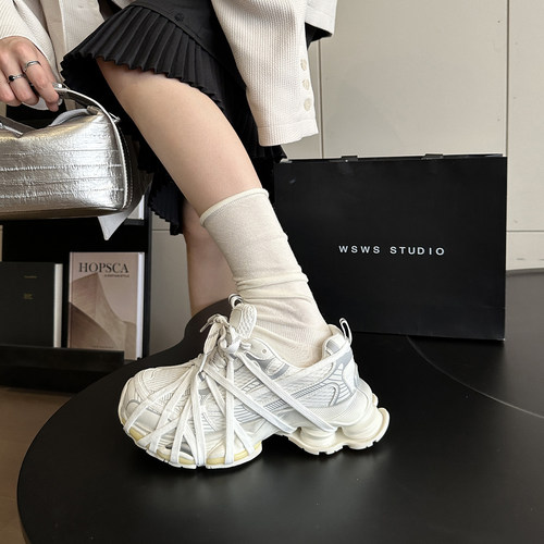 小众网面配阔腿裤老爹鞋女运动鞋