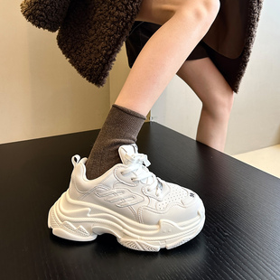 小个子运动鞋 炸街好物 女鞋 轻便增高厚底老爹鞋 2025真皮配阔腿裤