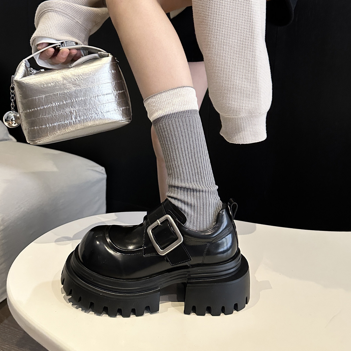 WSWS｜7cm增高真皮甜酷配阔腿裤春季新款厚底乐福鞋女小皮鞋单鞋,女鞋,深口单鞋,淘宝优惠券,粉丝福利购,淘宝优惠卷