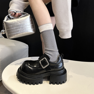 春季 单鞋 新款 女小皮鞋 厚底乐福鞋 WSWS｜7cm增高真皮甜酷配阔腿裤