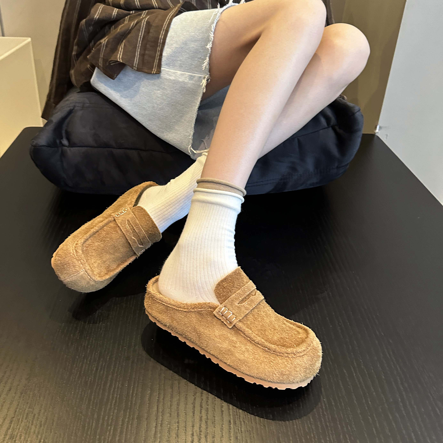 港风潮流增高厚底银灰色勃肯鞋