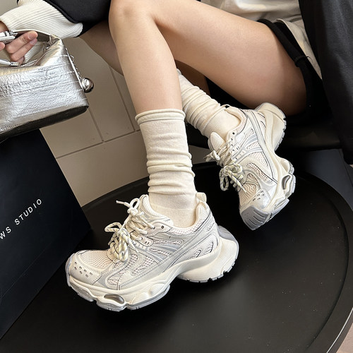 春季女厚底增高透气老爹鞋