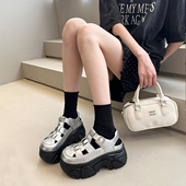 韩版 夏季 ins镂空编织小个子增高松糕厚底罗马凉鞋 甜酷炸街 女凉鞋