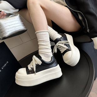 小白鞋 女板鞋 6cm增高轻便厚底鞋 WSWS｜超甜2026真皮大头配阔腿裤