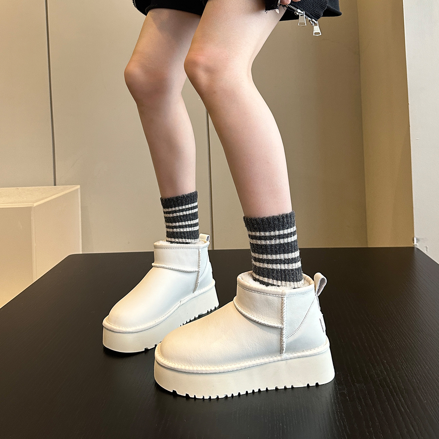 真皮套筒英伦舒适休闲雪地靴