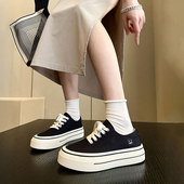 休闲板鞋 简约潮货 韩版 时尚 厚底笑脸帆布鞋 女2026春夏透气小白鞋