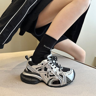 洋气银灰色厚底老爹鞋 新款 女鞋 慢跑运动鞋 街头ins潮酷 休闲鞋 秋季