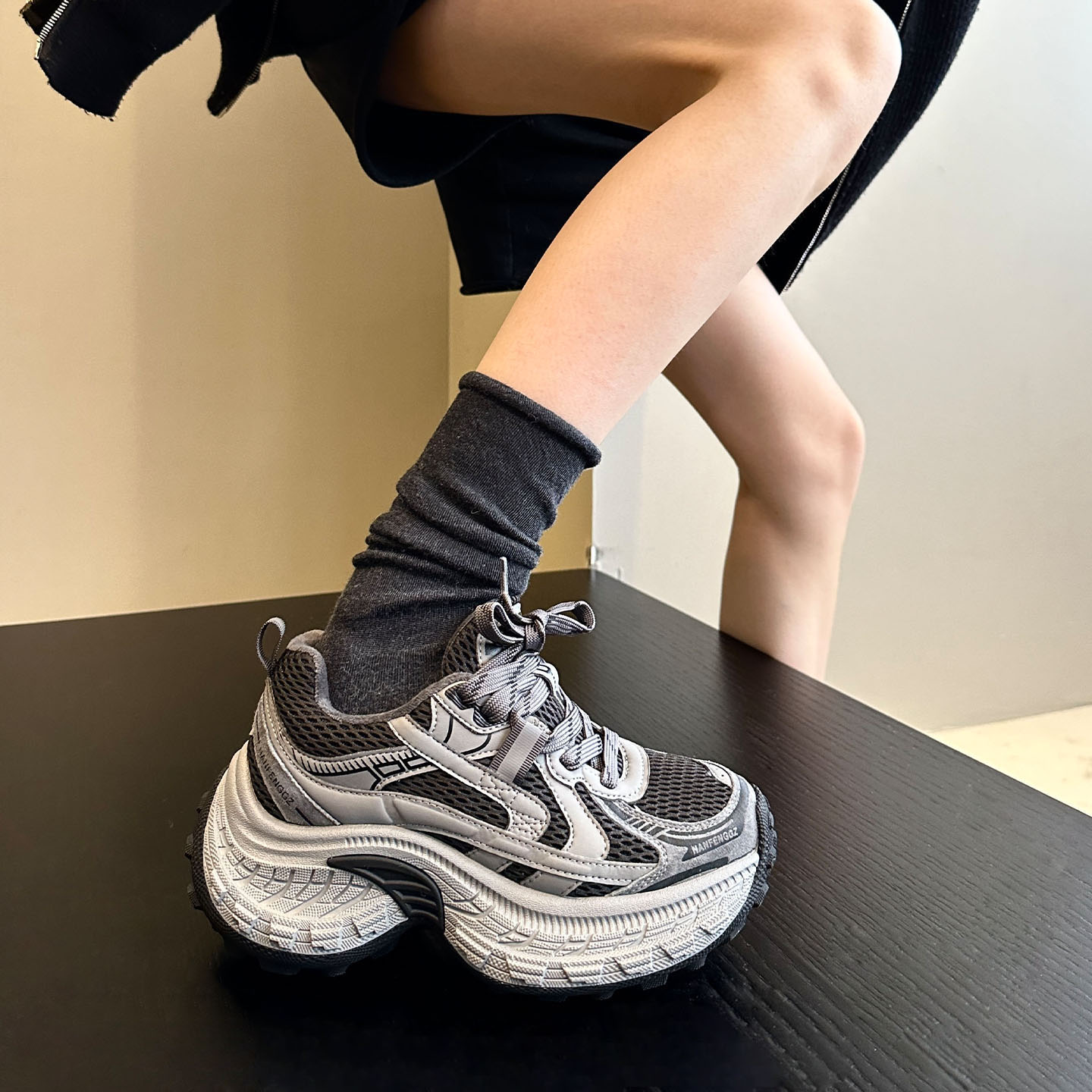 透气厚底老爹鞋女冬季百搭增高