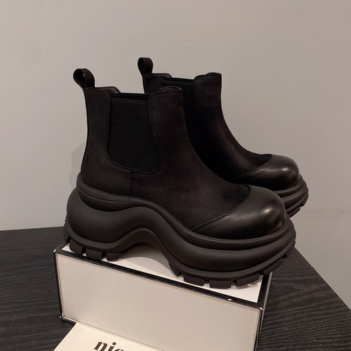 复古圆头厚底增高马丁靴女短靴