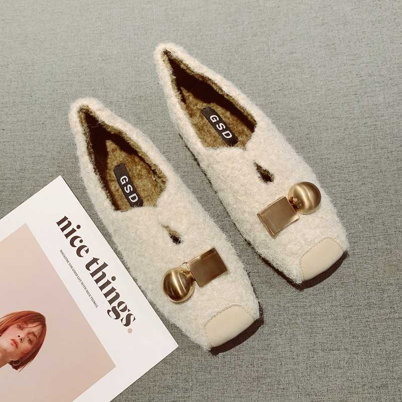 小香风平底女单鞋2025新款秋冬休闲百搭方头中口毛毛鞋舒适乐福鞋,女鞋,浅口单鞋,淘宝优惠券,粉丝福利购,淘宝优惠卷