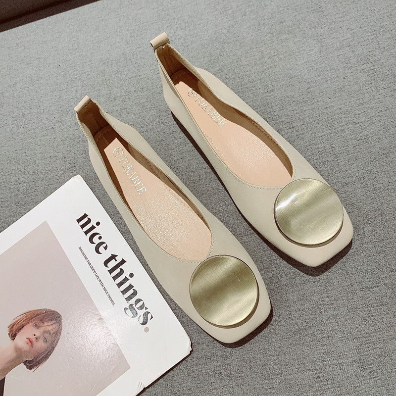 百搭方头粗跟软底单鞋大码工作鞋