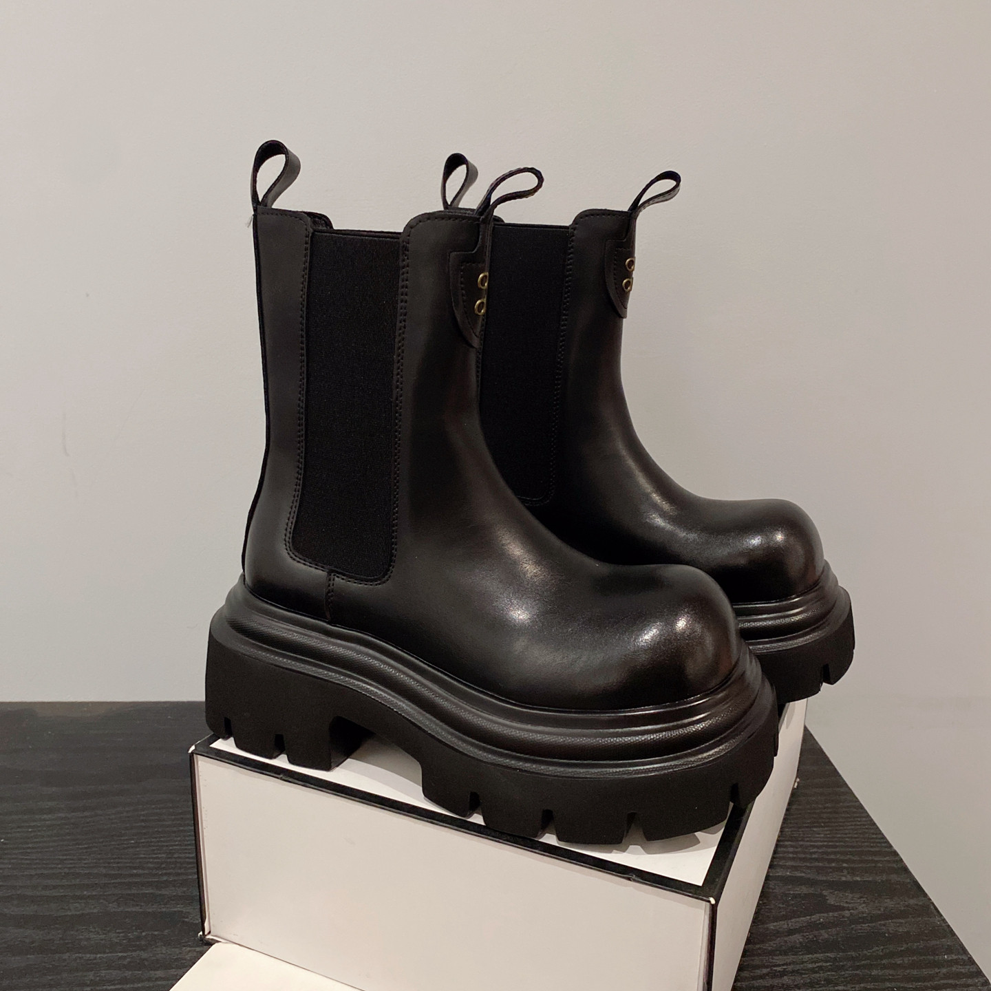 小个子增高厚底套筒切尔西靴女