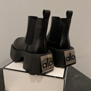 2025英伦风厚底马丁靴女冬季 黑色切尔西短靴增高小个子机车靴7CM