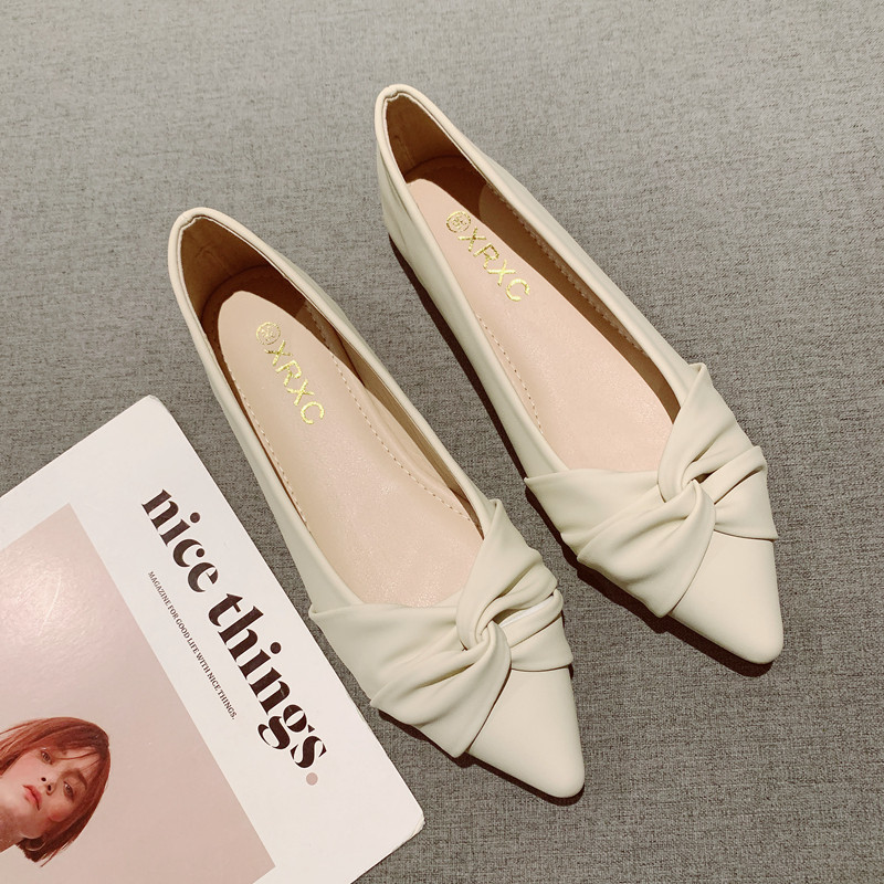褶皱蝴蝶结简约百搭浅口尖头平底单鞋女2025年新款一脚套显瘦瓢鞋,女鞋,浅口单鞋,淘宝优惠券,粉丝福利购,淘宝优惠卷
