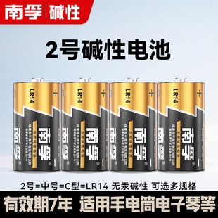 南孚2号碱性电池二号lr14中号1.5v面包超人花洒费雪玩具收音机用