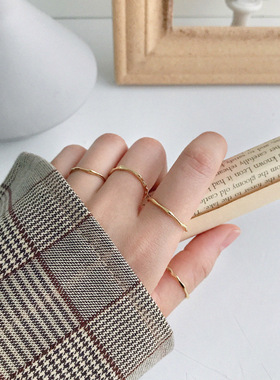 日韩风925银简约细条开口戒指