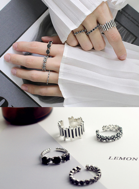 韩国纯银玛瑙宝石唯美风戒指包邮