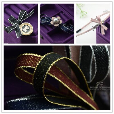 韩国进口金边银边经纬双面织带丝带DIY手工材料蝴蝶结配件材料1码