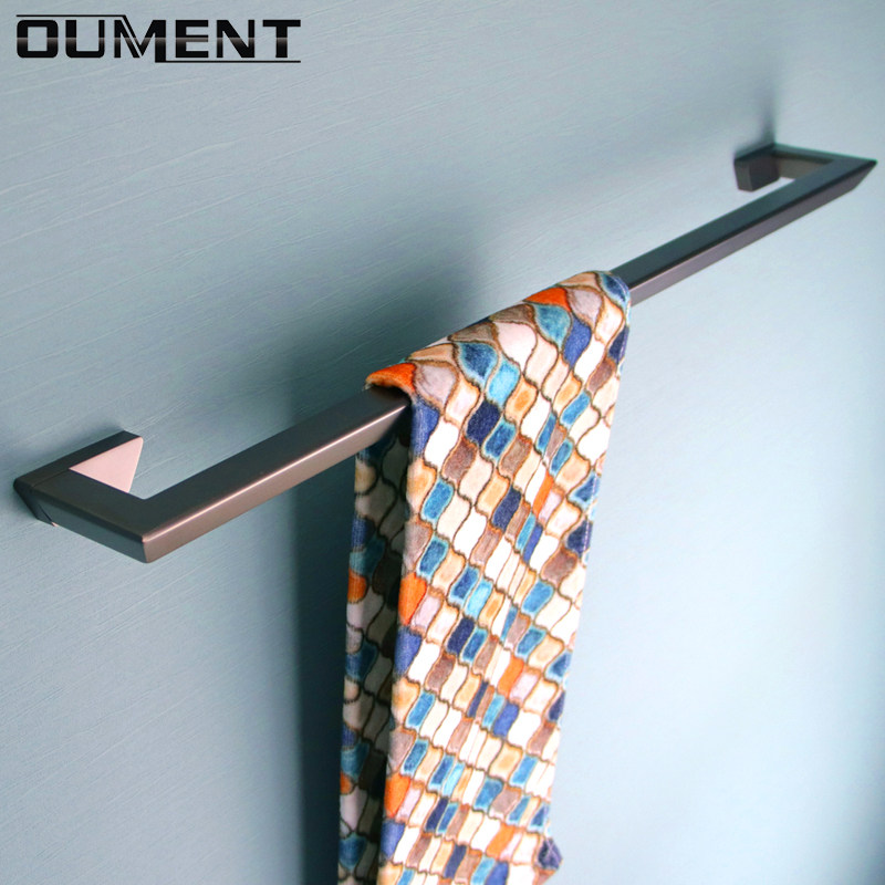 枪灰色打孔全铜304不锈钢毛巾架