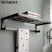 枪灰高端卫生间浴巾架 浴室全铜毛巾架单杆 毛巾浴巾置物架打孔