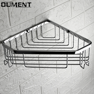 全铜浴室打孔架子 淋浴花洒三角架壁挂 置物架304不锈钢带双挂钩