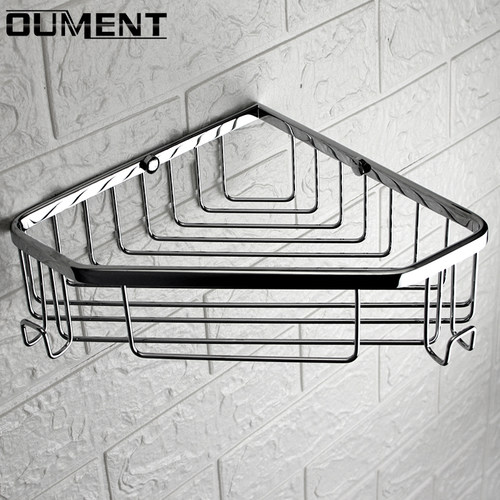 全铜浴室打孔架子 淋浴花洒三角架壁挂 置物架304不锈钢带双挂钩