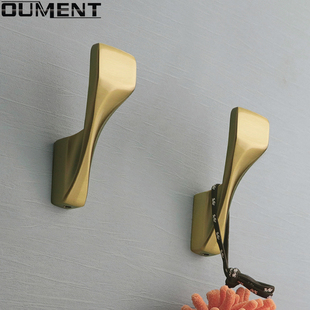 拉丝金色挂钩上墙打孔 实心入户门挂衣钩高级 浴袍不锈钢衣服单钩