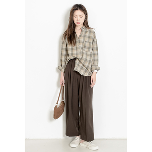 休闲裤 KNgs 哈伦裤 复古简约宽松高腰垂感阔腿老爹萝卜裤 子女 春季