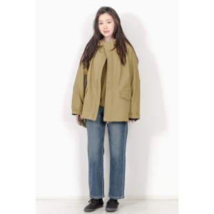 KNgs 冬季学院风宽松纯色连帽工装中长款棉衣外套女上衣