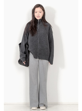 KNgs 秋冬复古风简约纯色拉链立领套头加厚针织衫毛衣女上衣