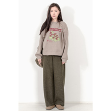 KNgs 冬季学院风日系宽松无帽设计感刺绣加绒套头短款卫衣女