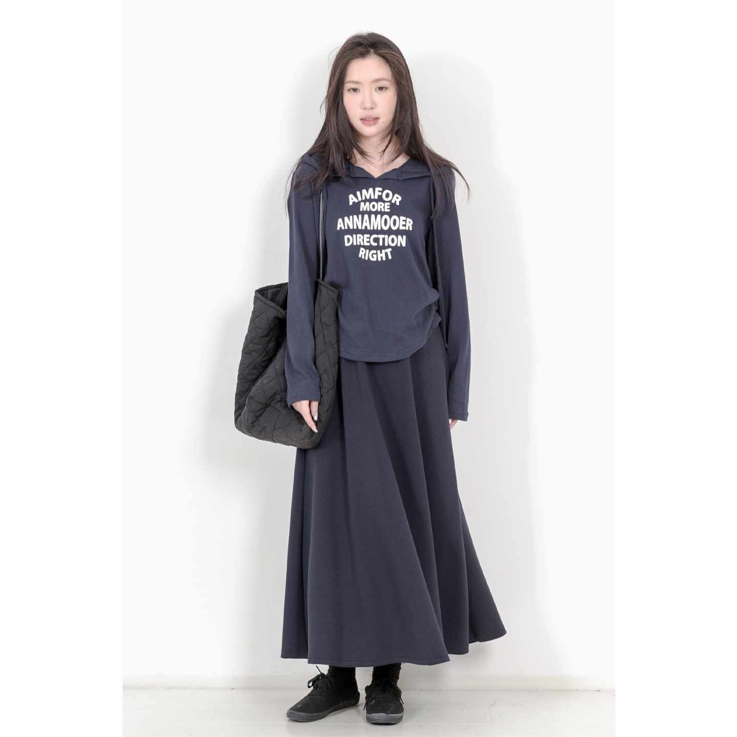 连帽字母印花长袖T恤衫