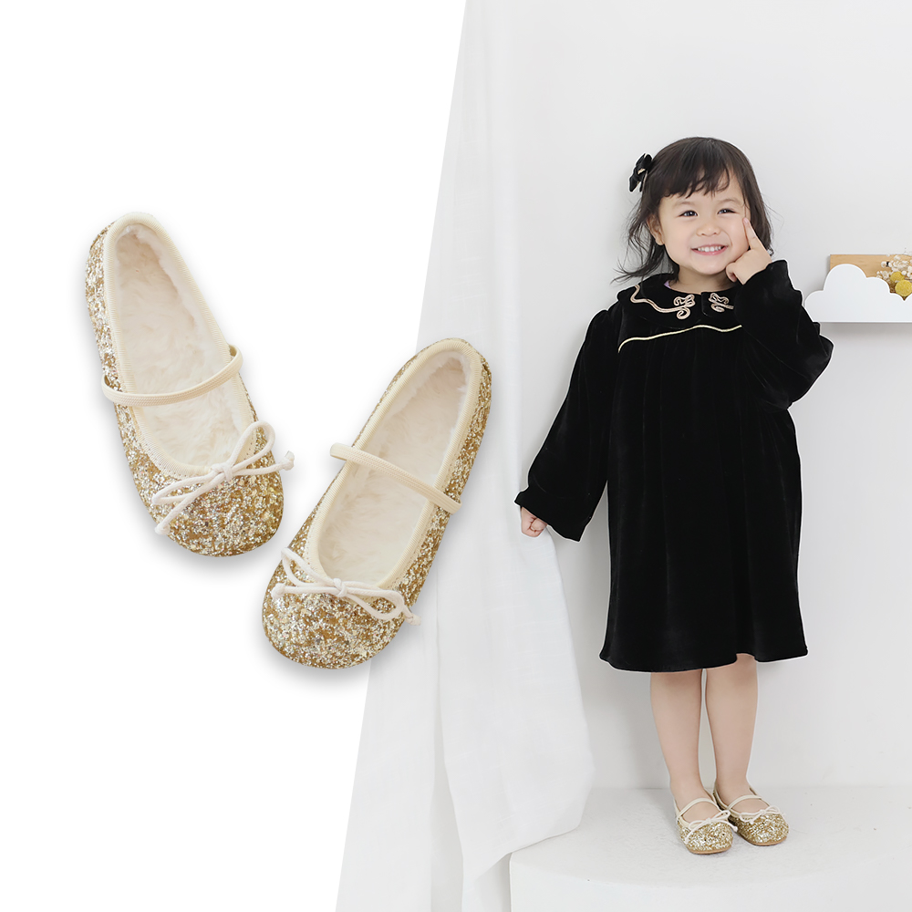 儿童公主鞋冬季亮片水晶加绒
