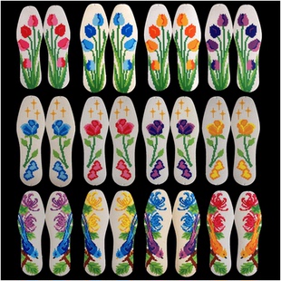 湘歆十字绣印花吸汗白底不包边喜庆男女老粗布鞋垫包邮